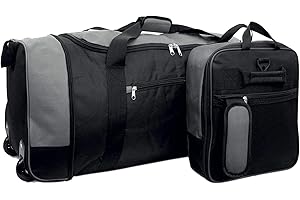 iN 32” Holdall with Wheels – Foldable Wheeled Holdall – Bag with Wheels - Lightweight - Luggage/Suitcase – Extra Large - Wheeled Travel Bag - Weekender Bags – Duffle Bags (Black/Grey) 80L