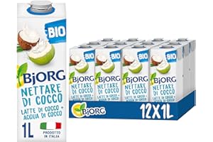 BJORG Bevanda Nettare di Cocco Biologica (12 x 1L) Senza Zuccheri Aggiunti