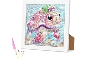 Ainiv Diamond Painting Kit, 5D Diamond Painting Kit con Cornice in Legno, DIY Diamante Painting Bambini Pittura Kit Craft Arts Regalo per Decorazione Della Parete di Casa Bambini (Tartaruga)