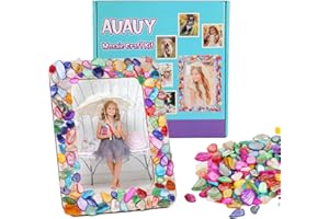 AUAUY Mosaik Bilderrahmen Bastelset Kinder, Kreatives Mosaik Bastelset Kinder Holzbilderrahmen DIY Fotorahmen Basteln Personalisierte Spielzeug für 5-12 Mädchen Geburtstag Geschenke