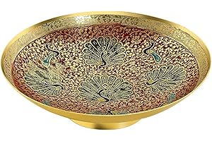 Zap Impex ® Ottone Decorativi secca Ciotola di Frutta bidri Lavoro – Misura di 8,5 Bel Colore Rosso Pavone Design Cucina stoviglie Regalo