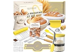 EOSIFY Kit per lievito madre - Forniture per la panificazione del pane con lievito madre, cestino per la lievitazione del pane in corda di cotone, kit di utensili per lievito madre e accessori per la panific