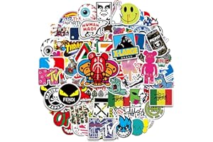 AJINACIOUS 101 Pcs Skateboard Stickers, Non-Repeat Cool Sticker Pack Waterproof Reusable Vinyl Brand Stickers, Reusable Wicked Stickers for Adults Teens Boys Graffiti Guitar Travel Luggage Helmet and Laptop