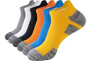 SockWaddles Trainer Socks for Men, 6 Pairs Cushioned Cotton Ankle Socks with Arch Support for Running, Walking, Hiking, Cycling, Breathable Anti-Blister