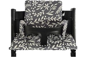 Shabany® Cuscino per seggiolone, 100% cotone biologico, classico, 2 pezzi, adatto per seggiolone Stokke Tripp Trapp Trapp, lavabile in lavatrice, semplice fissaggio elegante