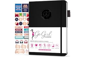 GoGirl Planner Pour Femmes - Agenda Hebdomadaire Format Compact, Journal Des Objectifs et Agenda Pour Améliorer la Gestion Du Temps. Non Daté - Commence à n'importe Quel Moment, Dure 1 An - Noir
