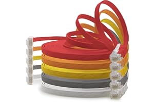 1aTTack.de Câble Réseau Cat6 Cat 6 Plat Flat Slim - 5X 0,25m - RJ45 Ethernet LAN DSL Routeur Modem - 5 Couleurs
