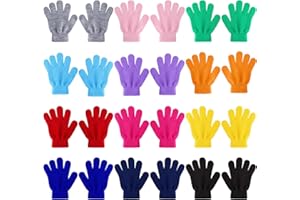 VZV 12 Pairs Children's Winter Gloves, Winter Warm Knitted Gloves, Magic Full Finger Children's Gloves for 6-12 Years Girls Boys