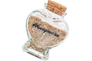 HSXIANG Honeymoon Sand Keepsake Jar - Honeymoon Souvenir Gift for Newlywed - Bachelorette Gifts for Bride or Newlywed Couple(with gift box) (Heart - shaped glass bottle)
