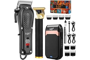 LQT Haarschneidemaschine Set Herren - 5-in-1 schnurloser Haarschneider mit LED-Bildschirm, verstellbarem Bart- & Schnurrbart-Trimmer, selbstschärfende Klingen, leise Haarschnittmaschine, bestes Geschenk