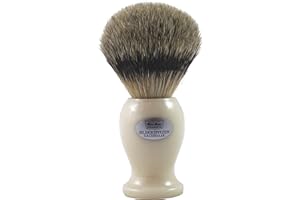 Hans Baier Exclusive Brocha de Afeitar (pelo de tejón punta de plata – Mango de plástico, cremeweiss