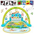 Lypsochaat Dinosaur Baby Play Gym Mats Tummy Time Toys, Black and White High Contrast Sensory Baby Toys 0-3 0-6 Months, Kick Piano Rattles Baby Activity Center Baby Gift for Newborn Infant Boys Girls