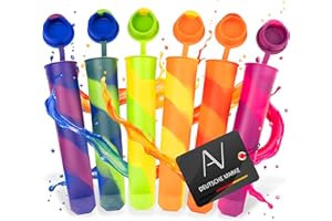 AVANA Wiederverwendbare Eisformen aus Silikon (6 Stück) Eis am Stiel Eiscreme Formen Ice Pop Maker Wassereis Eislutscher BPA Frei - Bunt