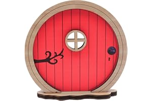 Simaixing Porte de fée mur miniature, accessoires jardin féérique extérieur arbres troncs, mini arche décoration cour (rouge)