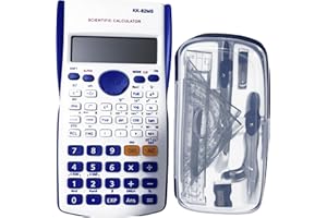 WZIOEPUL Maths Set Scientific Calculators Protractor and Compass - Basic Stationery Set 240 Functions 2 Line 10+2 Digits,Desk Math for School Protractor and Compass with Rulers and Two Set Squares