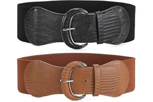 JASGOOD Wide Waist Belt for Women, Vintage Cinch Belt with Hook Buckle Elastic Waist Belt for Dress,Coat