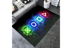 KODHYVJ Games Area Rugs, Gamer Rug for Boy Cool Player Room Decor, Gaming Carpets for Boys Teens, Child Play Soft Floor Mat for Dining Living Room Sofa, Video Game Decor Decorate Doormats Black