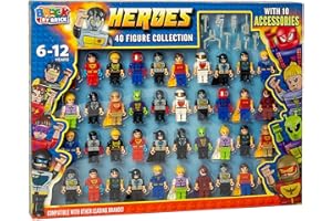 GBS BROTHERS GBS Heroes Brick Mini Figures Set – 40 Pack with 10 Accessories | Compatible with All Brick Brands | GBS Toy Figures for Kids Aged 5+