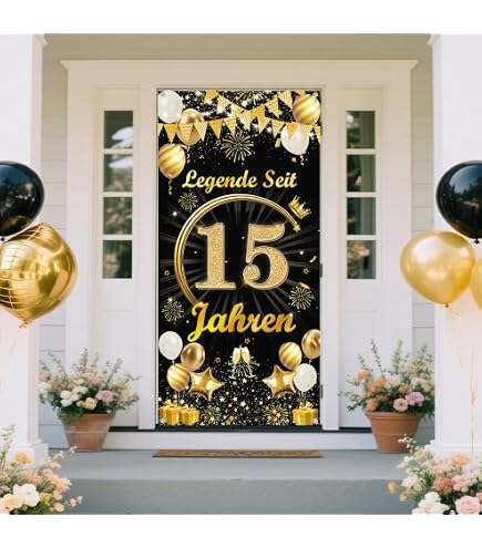 15. Geburtstag Banner 185x90 Cm – Rot-schwarzes Vintage Design Für Geburtstagsdeko & Fotohintergrund
