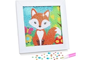 Frundoo Diamond Painting Kit Completo, 5D Diamond Painting Volpe mit Holzrahmen, DIY Diamante Painting Bambini Pittura Kit, Decorazione Per Casa Paret Regali Artigianali