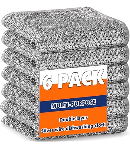 Chiffons De Nettoyage En Métal - Lot De 12 Avec Crochets - Double Face, Réutilisables - Pour Vaisselle, Plans De Travail, évier