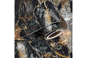 VaryPaper Marmur czarno-złota folia dekoracyjna folia do mebli 40 cm x 200 cm folia samoprzylepna o wyglądzie marmuru na blat roboczy folia kuchenna do mebli, papier do szafy, samoprzylepna, stół