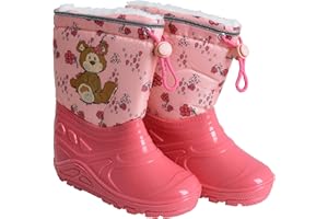 ESTEXO Kinder Gummistiefel Regenstiefel Thermostiefel Mädchen Jungen gefüttert Pink Bär