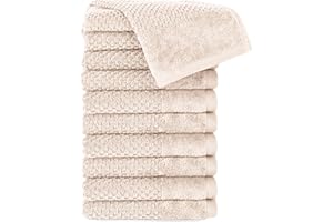 ‎PURE LABEL Pure Label 10-TLG. Gästehandtücher 30x50 cm mit Aufhängeschlaufe aus 100% Baumwolle, saugstark, weich und Oeko-TEX Zertifiziert - 10 Gästehandtücher Creme, 30x50 cm