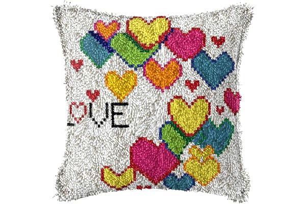 Tapis à nouer soi-même - 1 set de nouage pour enfants et adultes - Housse de coussin à nouer soi-même - Motif fleurs brodées 3D - Pour adultes et enfants