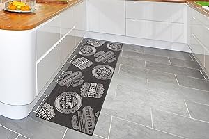 andiamo Küchenläufer Coffeeshop Kurzflor Läufer aus Polyamid Küchenteppich - Teppich Küche 67 x 180 cm anthrazit