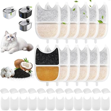 Lot De 6 Filtres Pour Fontaine à Eau Chat - Cartouches De Remplacement Hexagonales Compatibles Distributeurs Automatiques