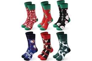 Moonlight Manor 6 Paare Weihnachtssocken für Frauen, Weihnachtsstrick Crew Socken Urlaub Warme weiche Winter Geschenk Weihnachtsmann Neuheit Socken 37-46