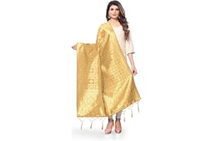 Jaanvi Indischer Bandhani gewebter Seidendupatta-Halswickel, lange Stola, Chunni-Quaste, Schal, Überwurf mit Zari