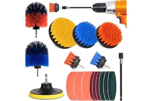ANSHUKE Bürstenaufsatz Bohrmaschine 18stück Bürsten Polsterbürste Akkuschrauber Reinigungsbürste Felgenbürste für Auto Felgen Badewanne Fliesen Küche Sofa Ecken & Grill