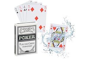 Relaxdays Cartes de poker en plastique, jeu imperméable, anti-déchirure & plis, 54 pièces, Texas Hold'em, kit pro