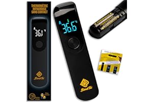 BIEN&TOI thermomètre frontal adulte, bébé, enfant, thermometre medical numérique sans contact, écran lcd, affichage instantanée, mesure de température précise, livré avec piles, notices en Français.
