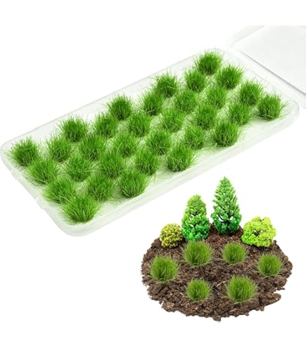 32 Stück Statische Grasbüschel 8 Mm Selbstklebend – Für Modelleisenbahn, Diorama, Wargaming Gelände, Hellgelb