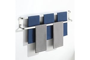 Mooche Brushed Towel Rail Wall Mounted, Double Towel Rack, 80CM Bathroom Towel Holders, SUS304 Stainless Steel Towel Holder Towel Bar for Kitchen Bathroom Toilet