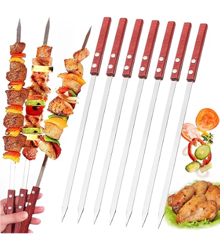 Spiedini Barbecue Cromati 30cm Metallo Barbecue Bastoncini Kebab