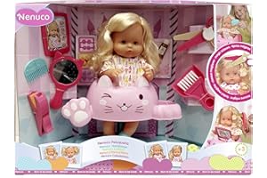 Nenuco - Parrucchiera Glitter, Bambola con lunghi capelli biondi, Accessori e glitter per creare ottime acconciature, come dai veri parrucchieri, Famosa, 700017000