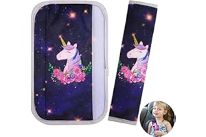 Unicorn Castle 2 Pcs Seat Belt Pads for Kids Car Seatbelt Strap Cover Harness Pad Soft Should Strap Pad,Black