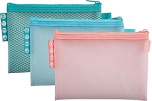 Exacompta - Rif. 37120E - Confezione da 3 buste in EVA con cerniera in plastica morbida, formato A6, per riporre forniture, accessori di bellezza, 3 colori assortiti