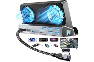 YCE 13 in 1 Dockingstation für Valve Steam Deck/OLED/ROG Ally/Legion go/MSI Claw Typ C Dockingstation mit Zwei Kühlventilatoren,HD2.0/4K@60Hz,1000M Gigabit Ethernet,SD/TF,5 USB A,PD 100W Aufladung