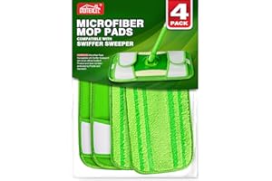 HOMEXCEL Microfibre Mop, Compatible with Swiffer Sweeper Floor Mop, Reusable and Machine Washable, Replacement Mop Head for Wet and Dry Cleaning of Multiple Surfaces, Pack of 4