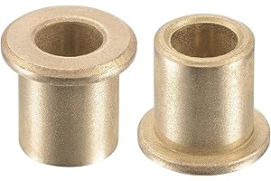 sourcing map Cojinetes de manga de brida 8mm Diámetro de 12mm OD 15mm Longitud 16mm Brida Diámetro 2mm Espesor de brida sinterizado Bronce Autolubricante Buje 2pcs