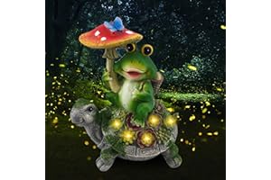 OKESYO Solar Gartenfiguren Schildkröte Gartendeko, Gartenfiguren & Gartenstatuen mit Sukkulenten und Leuchten, Wetterfest Gartendeko Schildkröte Figuren für außen, Garten, Terrasse, Rasen