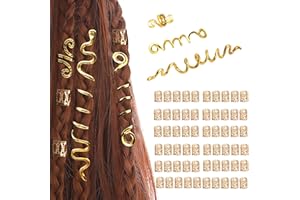 YERIA 63 Pièces Perles Cheveux Vikings Spiral, Bague Cheveux Perle Cheveux en Métal, Bijoux Cheveux Style Viking pour Hommes Femmes, Bijoux Cheveux Tresse