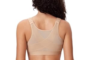 Delimira Women's Front Fastening Bras Non Wired Posture Correcting Back Support Post Surgery Bra Plus Size Comfort