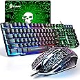 LexonElec UK Layout Gaming Keyboard and Mouse Sets Rainbow Backlit Ergonomic Usb Gaming Keyboard + 2400DPI 6 Buttons Optical Rainbow LED Usb Gaming Mouse + FREE Gaming Mouse Pads