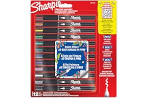 Sharpie Creative Marker Pennarelli Acrilici per Hobby Creativi | Pennarelli a base d'acqua con punta a pennello | Ideali per Fai da TeDecorazioni e Scuola | Colori assortiti | 12 pezzi